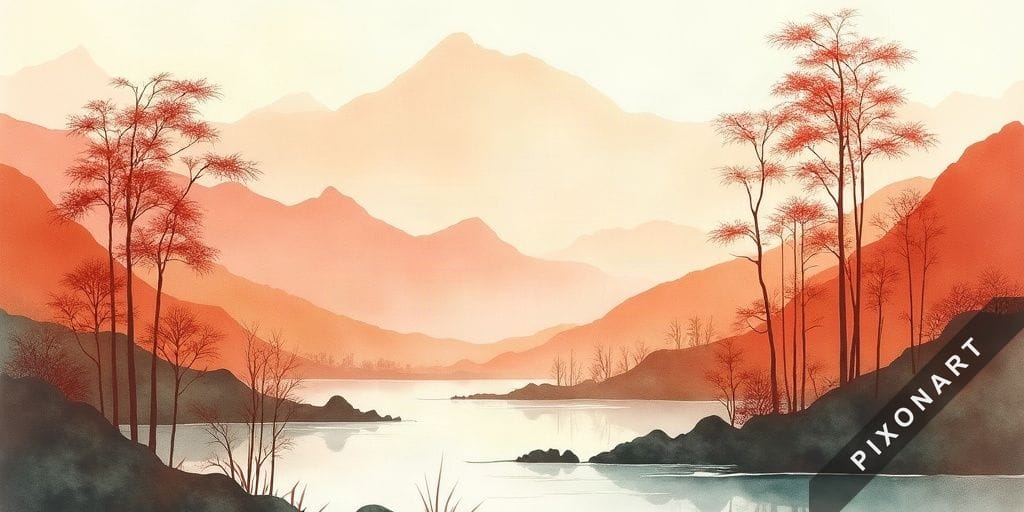 Tableau Aquarelle unique, créé par IA sur Pixonart