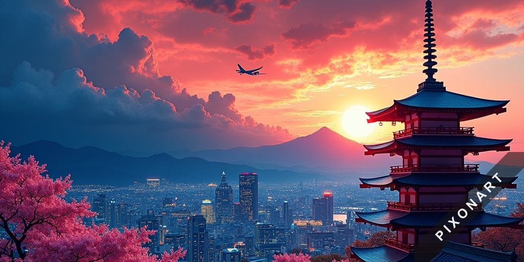Tableau Japonisant unique, créé par IA sur Pixonart
