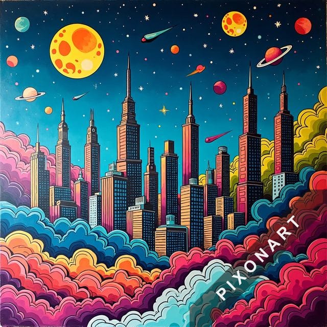 Tableau Pop Art unique, créé par IA sur Pixonart