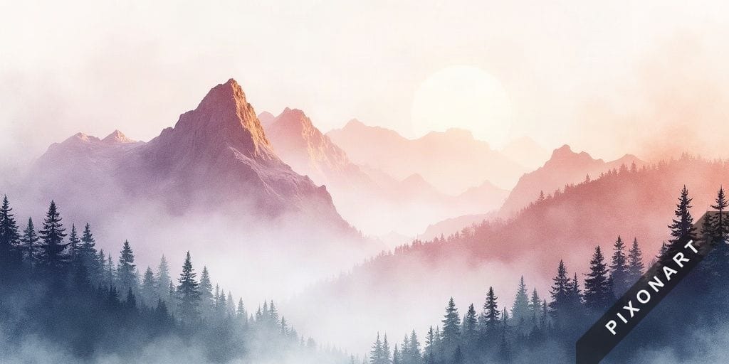 Tableau Aquarelle unique, créé par IA sur Pixonart