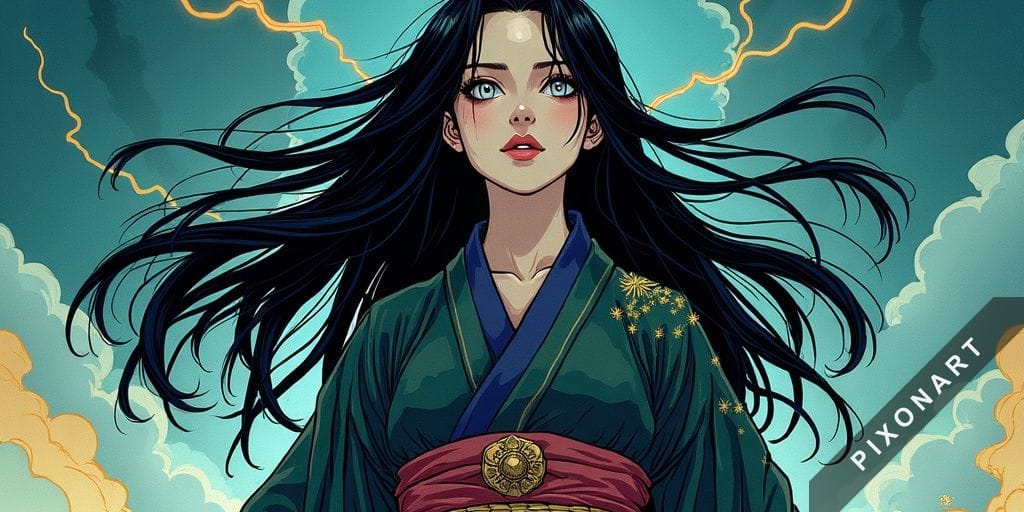 Tableau Japonisant unique, créé par IA sur Pixonart