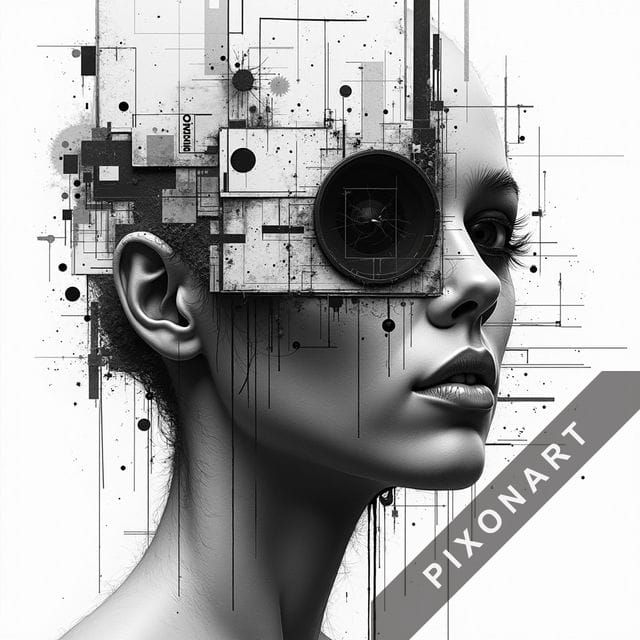Tableau Encre & ligne unique, créé par IA sur Pixonart