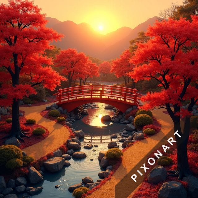 Tableau Japonisant unique, créé par IA sur Pixonart