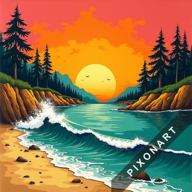 Tableau Affiche rétro unique, créé par IA sur Pixonart