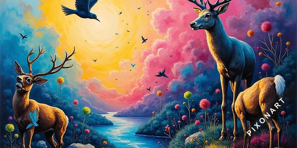 Tableau Peinture à l'huile unique, créé par IA sur Pixonart